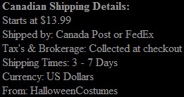 Canadian Shipping Information